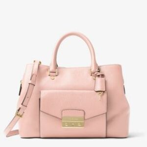MICHAEL KORS PEBBLED LEATHER SATCHEL WITH CROSSBODY STRAP!
